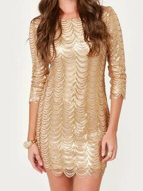 Gold Disco Sequin Party Dress